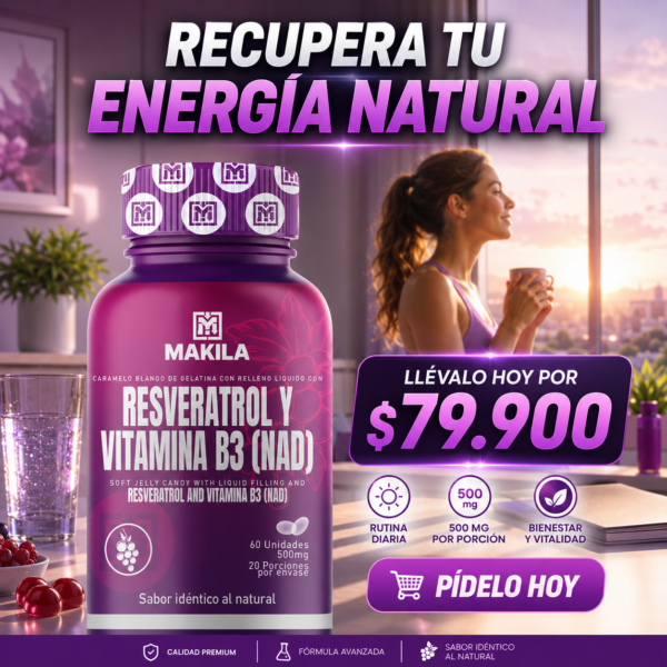 🍇✨ RESVERATROL + VITAMINA B3 (NAD) – Protección antioxidante y vitalidad celular precios
